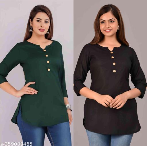 Woman Fashion  stylish short kurta & top relative keyword | short kurta Beautiful kurta For Woman & girls Combo 02 kurti Green & balck