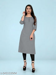 Single grey Daily wear kurti/Stylish kurti/Regular kurti/ casual kurti/Fit kurti /Fancy kurti/Crepe kurti for women
