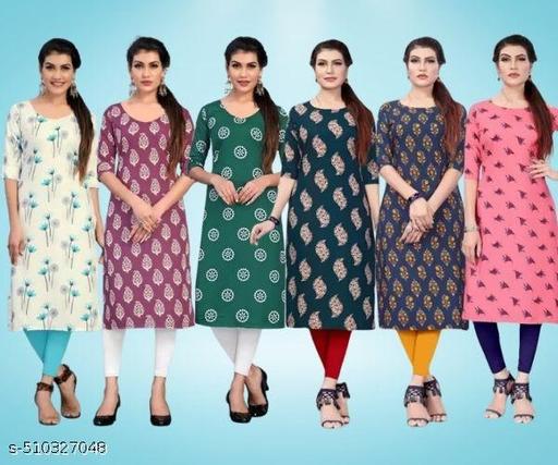 Women Printed Crepe Kurti (Combo Of 5)