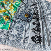 Crepe cotton printed saree with blouse