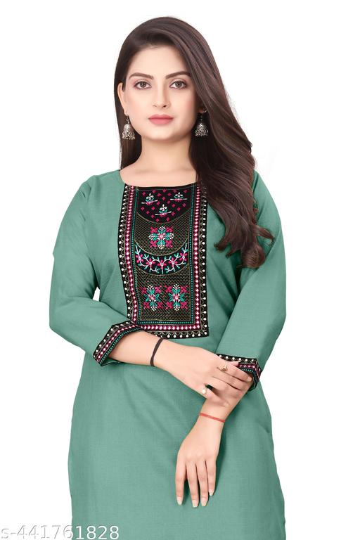 Desigener Kurti New Collection Cotton Blend Stylish New Trendy Embroidered Pattern Casual Kurta for Girls & Women