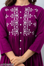 PJ KURTI WOMENS RAYON MOR STYLE STRAIGHT EMBROIDERED KURTI