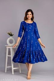Trending Beautiful  Women Printed Blue Anarkali Kurtis/ Woemen Kurtis | Womens/Girls Printed Anarkali Kurta