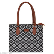 Black Color Large Canvas Kalamkari Tote Bag With Two Zipper Inner Pockets for Shopping, Office & Daily Use