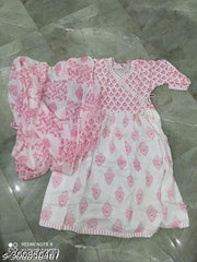 anarakali kurti and dupatta pink