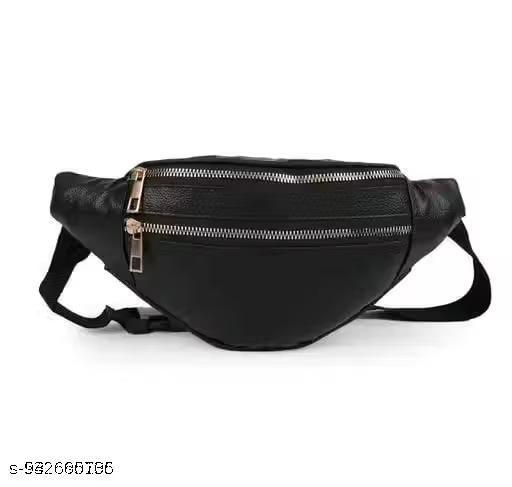 Trendy Crossbody Sling Bag PU Leather Waist Chest Bag with Zipper