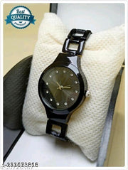 Fancy Flower Design Metal Chain Analog Watch For Womens & Girls