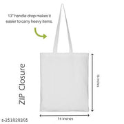 Clapcart Zipper /Zip Canvas Tote Bag for Women | Printed Multipurpose Cotton Bags | Cute Hand Bag for Girls (A Bookworms Belongings Prints)