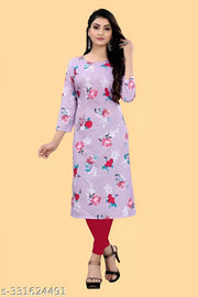 Women's and Girls Crepe Aline Straight Cut Kurti