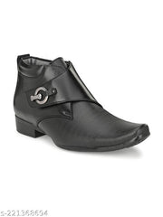 Men's Black Synthetic Leather Derby Formal Shoes - MRJ143