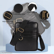 Sling Bag for Men Crossbody Slim Chest Bag for Men for Upto 16-CM iPad Small Shoulder Side Bag with Earphone Port Water-resistant Mobile Bag Passport Bag for Travel