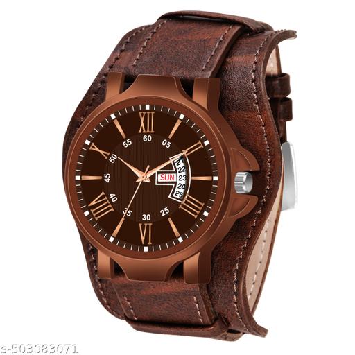 Two-in-one detachable bracelet strap day & date watch for Men | watch for Boys (Brown)