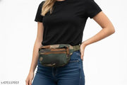 Army colar Waist bag for girls  tree pockets