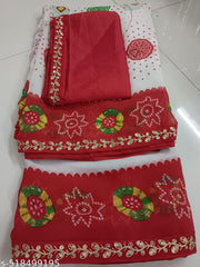 EVERY-DAY CREATION White Red Saree, Falgun Special, Durga Pooja And All Pooja And Cultural and religious programs, Georgette Saree Special For Pooja And Vrat