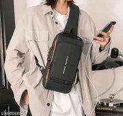 Waterproof Anti-theft Crossbody Bag With Password Zipper Lock & USB Charging Port, Men's Shoulder Chest Daypack Bag Travel Hiking Sling Backpack