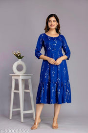 Women's Printed Rayon Anarkali Kurta for Girls Casual Wear Long Gown Kurti