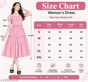 Women Rayon Solid A-Line Flared Kurti | Stylish Puff Sleeve One Piece Dress| Party Wear Dress Under 199 | Peach Baby Pink