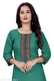Fashionable Cotton Slub jacquard work Kurti For Women