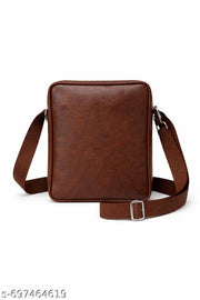 Men’s Brown PU Leather Sling Bag | Stylish Crossbody Shoulder Bag for Men | Office, Travel & Daily Use