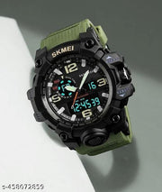 Double Time Sports Watch Green Strap Army Sports Watch For Men Stopwatch Function Sports Watch
