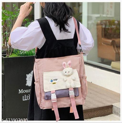 Korean Japanese Cute Taddy Baby Tote Bag & Hand Bag Large Capacity Bag Multi-functional Bag One Shoulder Crossbody Tution Bag, College Study Bag,shopping Bag,Hand Bag For Office & Daily Use (PACK OF 1)