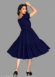 Women's "Rayon" Fashionable Flared "Stylish Kurti"  (Navy Blue)
