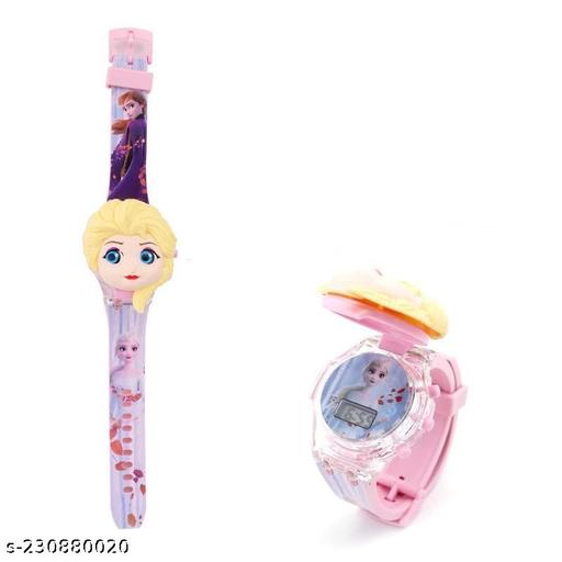 Digital 3D Action Figure Frozen Face Based Toy Design Digital Glowing Watch with Disco Music and Blinking Lights for Kids | for Boys Girls- Good Birthday Return Gift