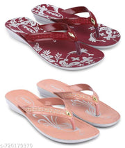 Ango Soft Footbed Sandals for Women Lightweight & Comfortable Daily Wear Fashion Sandals Pack of 2