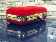 Women Stylish & Trendy Red Velvet Embroidery Clutch