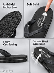 Ortho + Rest Extra Soft Unisex's Slipper| Orthopedic & Diabetic Chappal| Hawaii Slipper|  Doctor's Ortho Flip -Flop for Daily Uses  (Black)