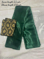 sana silk satin silk Green saree with blouse