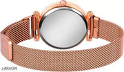 Rose Gold Magnetic Chain magnet strap mash hand watch girls watch for women gift Rose Gold Women Analog Watch - For Girls