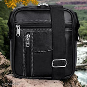 casual sling bag | travel sling bag |  Stylish PU Leather Sling Bag for Men & Women | Premium Quality Unisex Crossbody Sling Bag | Trendy Sling Bag with Multiple Zipper Pockets Black