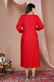 Women Embroidered Straight Kurta