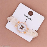 Stylish Scrunchie Fabric Strap Analog Watch For Women and Girls