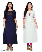 New women Ethenic Pachwork  cotton blend  straight  combo kurti for formal party wer