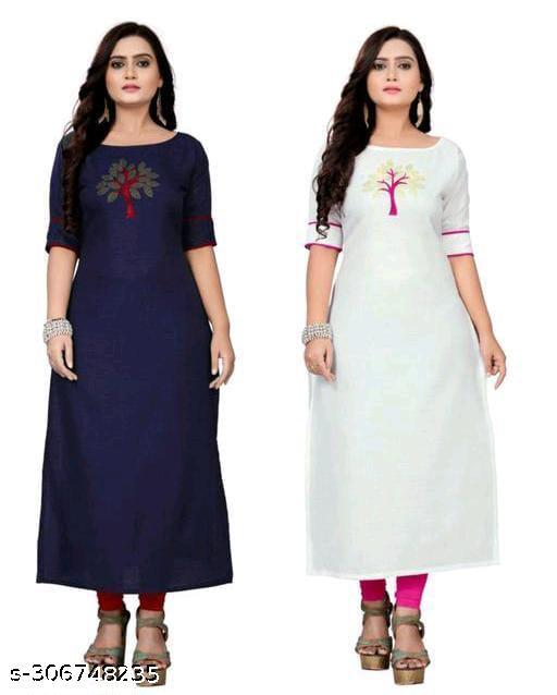 New women Ethenic Pachwork  cotton blend  straight  combo kurti for formal party wer