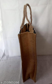 Jute Bag-Reusable Tiffin Shopping Grocery Multipurpose Hand Bag with Zip & Handle for Men and Women (Pack of 1)