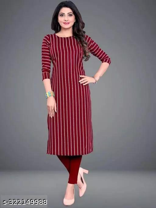 Polyster/Crepe fabric-Stylish Daily Wear Kurti With Low Price