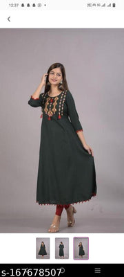 4 LATKAN   Embroidered   green   kurti woman,s