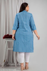 Rooplaxmi Creation Woman Pure Cotton Stright Kurti| Blue Lining Cotton Kurti |Casual Wear kurti | 42" Length Kurti | Long Kurti |Kurti For Girls | Plus Size Kurti