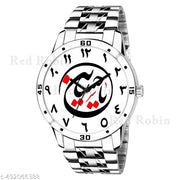 Natrix Analog YA HUSSAIN Design White Dial Stylish Silver Stainless Steel Strap Wrist Watch for Muslim Men and Boys, Pack of 1 - YA-HUSSAIN-AVO-SIL-STL | Eid Special Collection