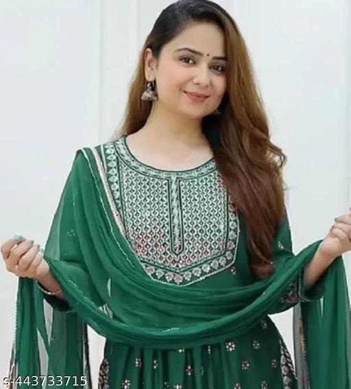 Green Nayra Cut Kurti set
