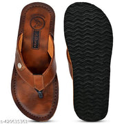 Trendy/Casual/Dailywear Alkro Vintage Leather Comfort Slippers For Mens And Boys In BROWN