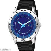 Yolako Blue 3 No Dial Silver Cash Black Pu Bump Belt Boy and Men Watch