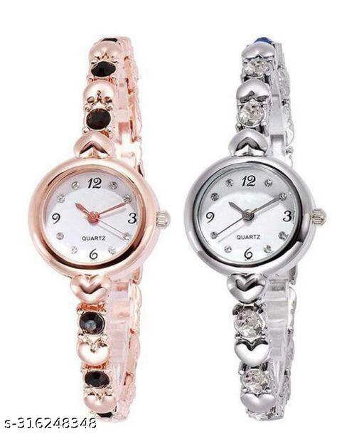 new fashionable white diamond chronograph design silver dial watch for womens Analog Watch - For Girls