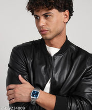 Elegant Silver Square Analog Quartz Wrist Watch for Men and Boys - Stylish and Timeless Design for Every Occasion (Pack of 1)