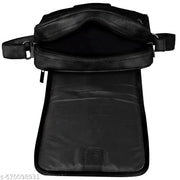 LOREM Black Casual Faux Leather Cross  Sling Bag For Men SL03