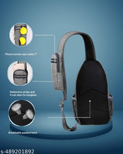 Glamex Glide 12L Unisex Crossbody Sling Bag with Phone Pocket & Water Bottle Holder,Earphone Hole Compact Design for Daily Use & Outdoor Activities