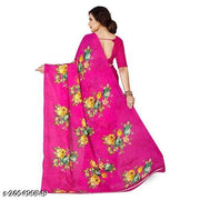 Priykar Daily Wear Georgette Saree with Unstitched Blouse Piece